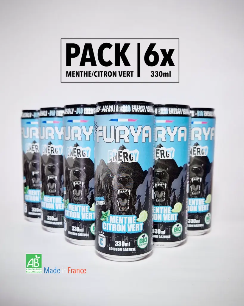 PACK Furya Energy - Bio - "Menthe-citron vert" - 6 x 330 ml 