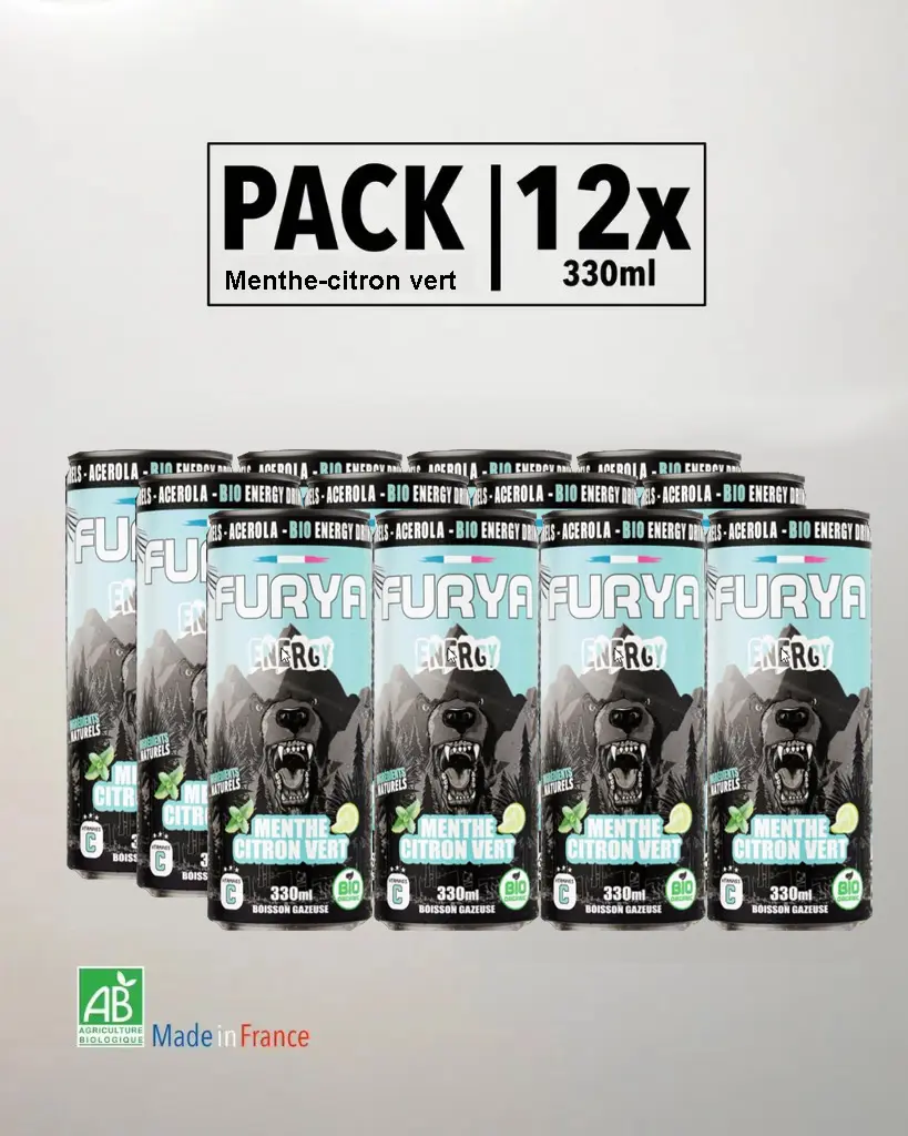 PACK Furya Energy - Bio - "Menthe-citron vert" - 12 x 330 ml   