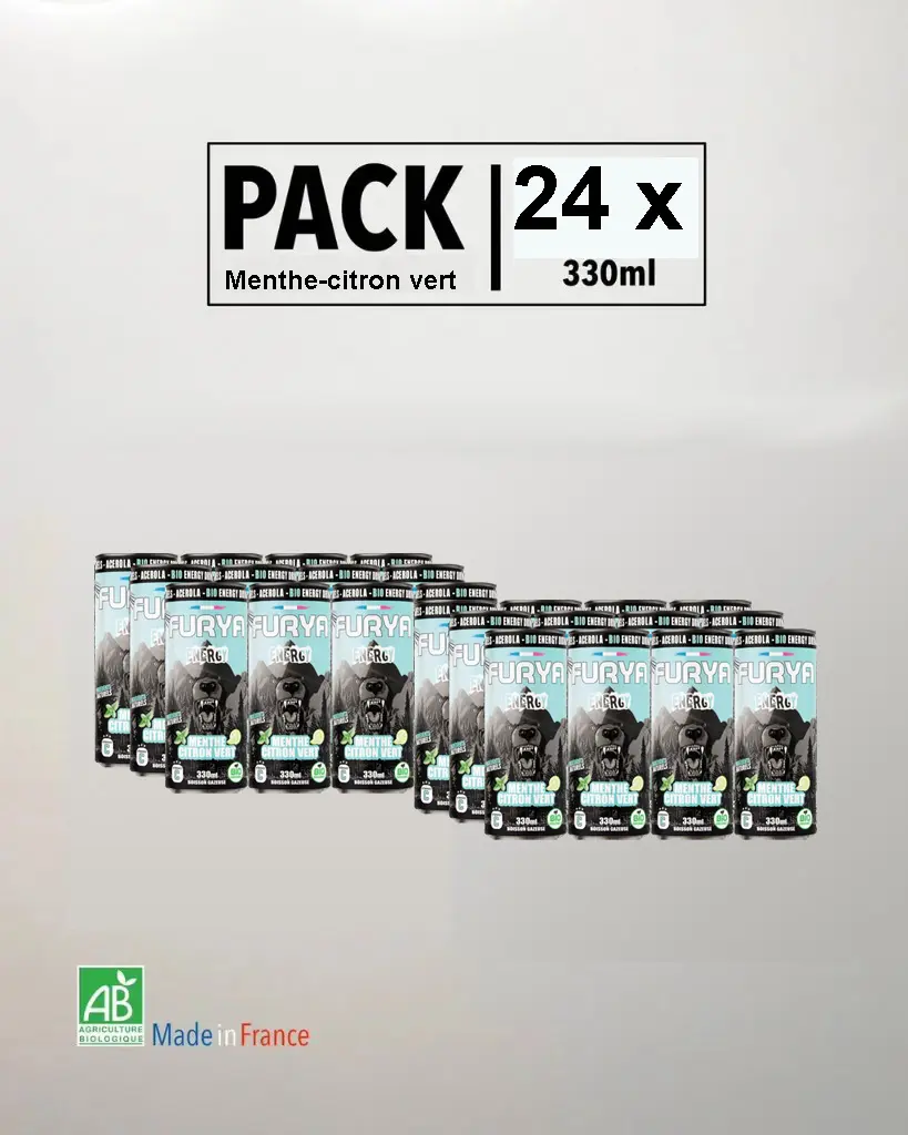 PACK Furya Energy - Bio - "Menthe-citron vert" - 24 x 330 ml    
